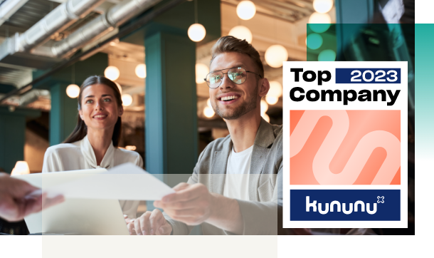 Bewerbungsgespräch und kununu Top Company Label